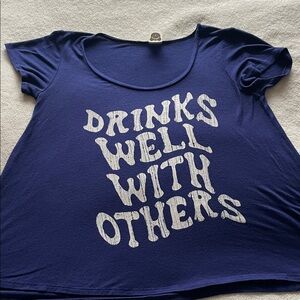 Blue Graphic Tee with White Text